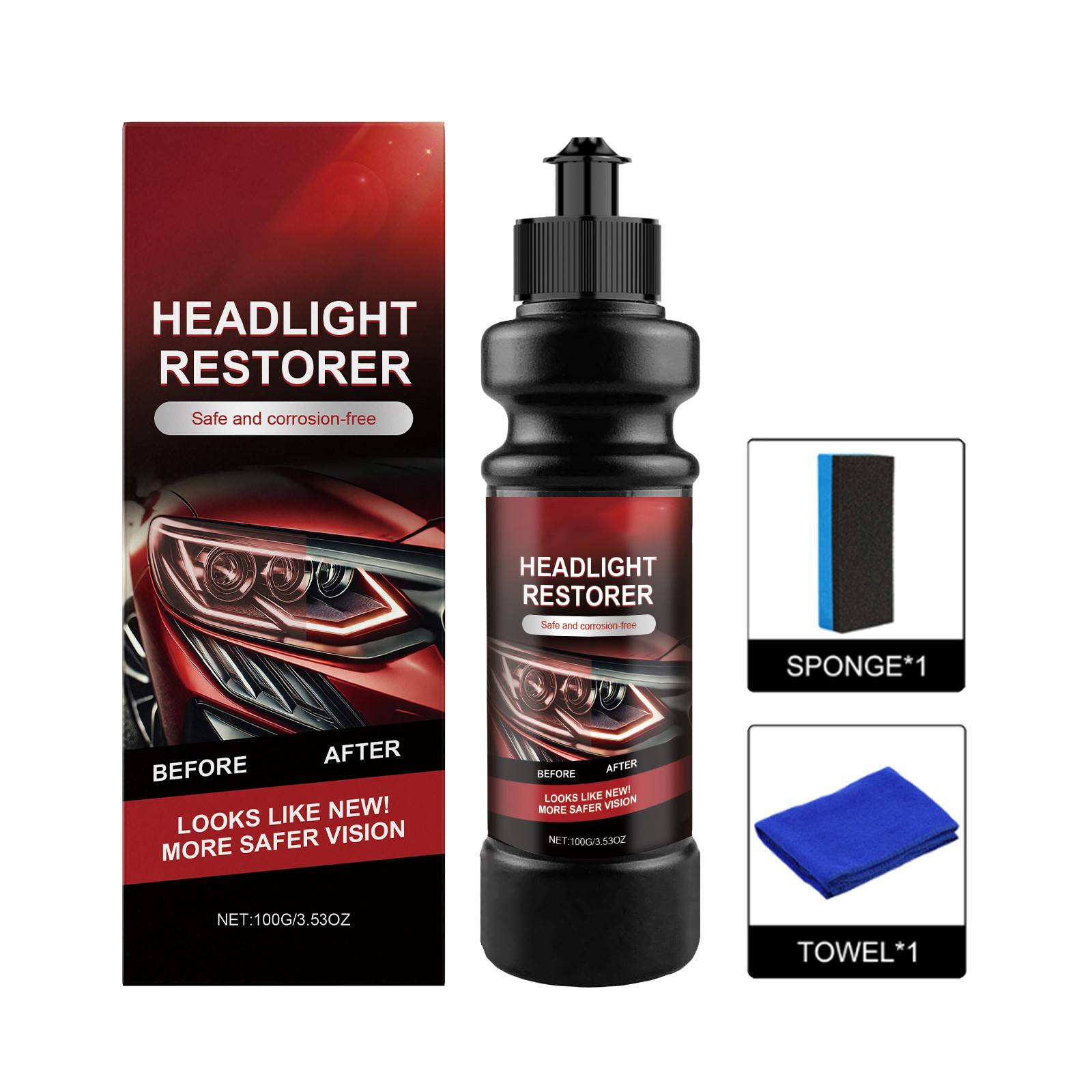 Uutvmp Car Headlight Care Removal Brightening Cleaning Yellowing Removal Polishing Refurbishment Paste